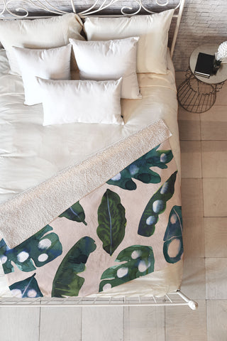 CayenaBlanca Minimal Jungle Fleece Throw Blanket