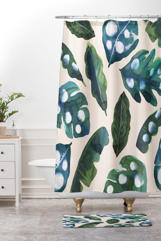 CayenaBlanca Minimal Jungle Shower Curtain And Mat