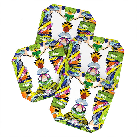 CayenaBlanca Mirror Floral Coaster Set