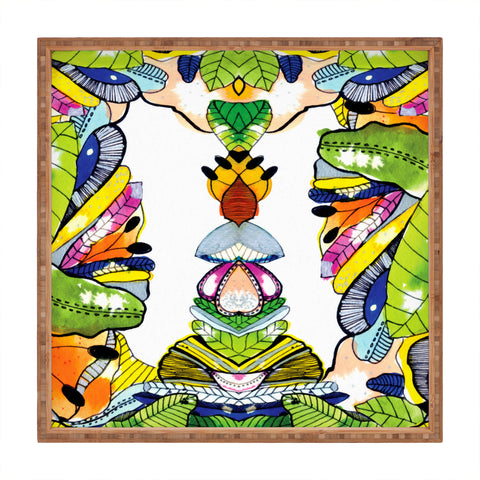 CayenaBlanca Mirror Floral Square Tray