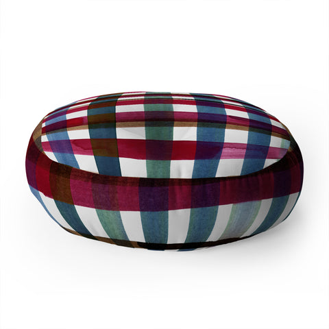 CayenaBlanca Modern Christmas Plaids Floor Pillow Round