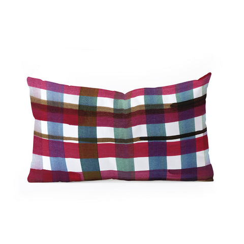 CayenaBlanca Modern Christmas Plaids Oblong Throw Pillow