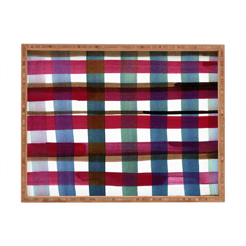 CayenaBlanca Modern Christmas Plaids Rectangular Tray