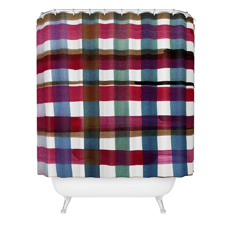 CayenaBlanca Modern Christmas Plaids Shower Curtain