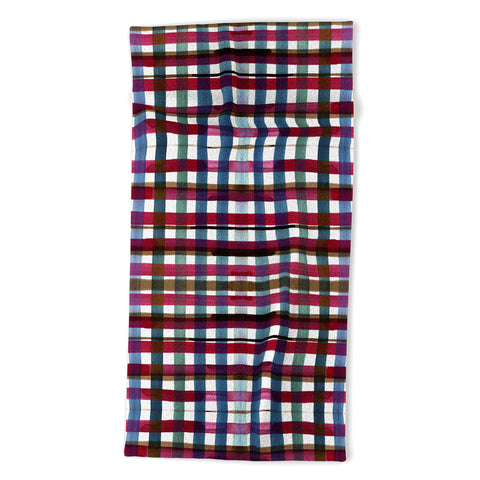 CayenaBlanca Modern Christmas Plaids Beach Towel