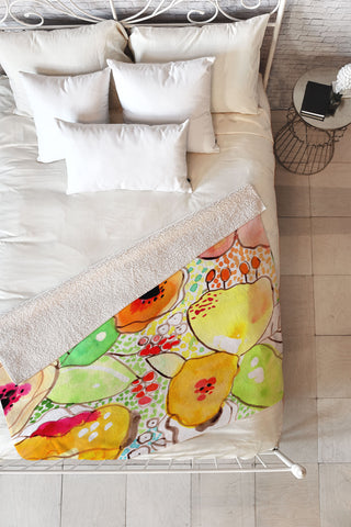 CayenaBlanca Organic Flowers Fleece Throw Blanket