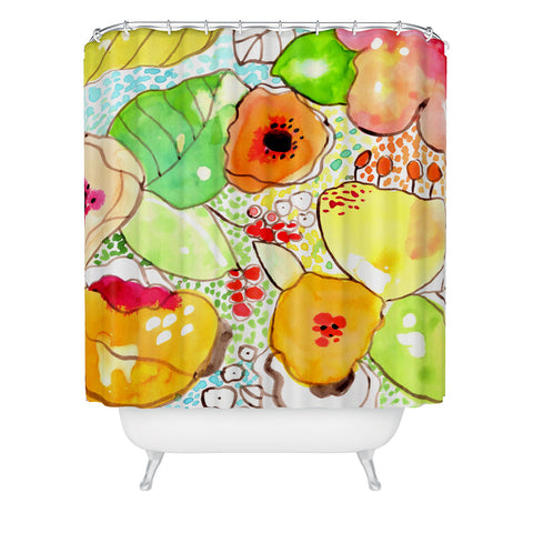 CayenaBlanca Organic Flowers Shower Curtain