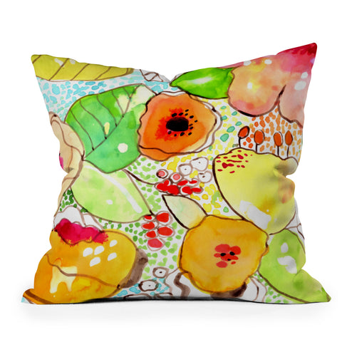 CayenaBlanca Organic Flowers Throw Pillow