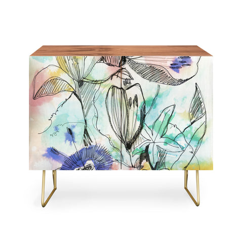 CayenaBlanca Pastels Flowers Credenza