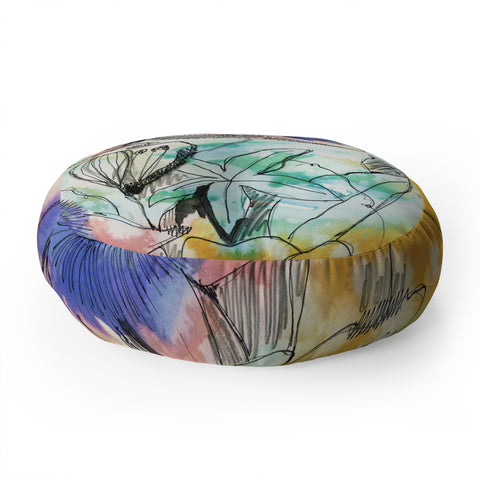 CayenaBlanca Pastels Flowers Floor Pillow Round