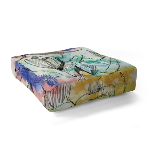 CayenaBlanca Pastels Flowers Floor Pillow Square