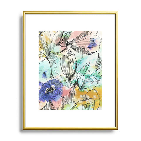 CayenaBlanca Pastels Flowers Metal Framed Art Print