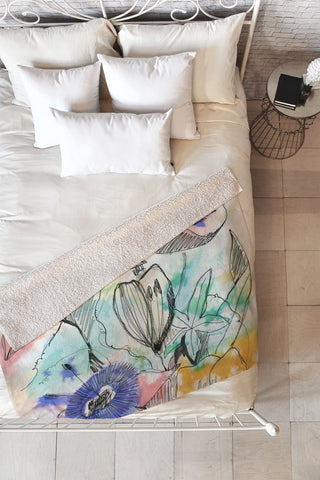CayenaBlanca Pastels Flowers Fleece Throw Blanket
