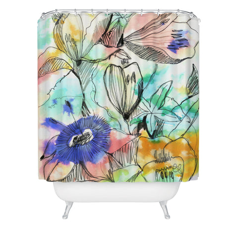 CayenaBlanca Pastels Flowers Shower Curtain