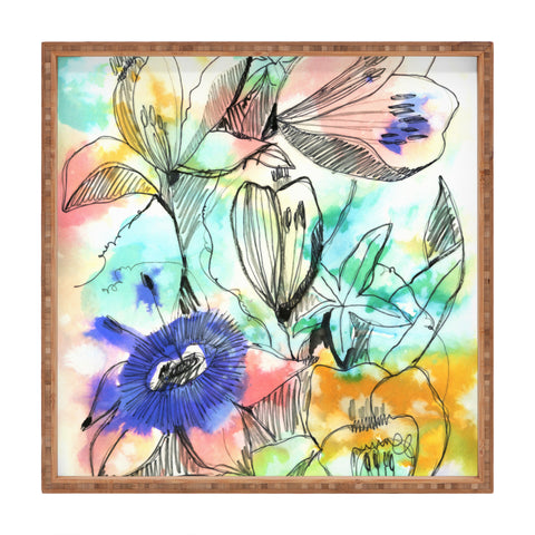 CayenaBlanca Pastels Flowers Square Tray