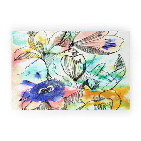 CayenaBlanca Pastels Flowers Welcome Mat