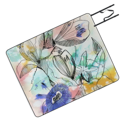 CayenaBlanca Pastels Flowers Picnic Blanket