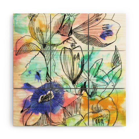 CayenaBlanca Pastels Flowers Wood Wall Mural