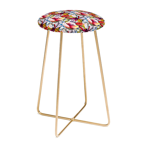 CayenaBlanca Pattern Flowers Counter Stool