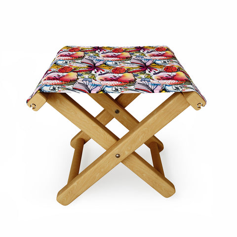 CayenaBlanca Pattern Flowers Folding Stool