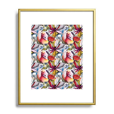CayenaBlanca Pattern Flowers Metal Framed Art Print