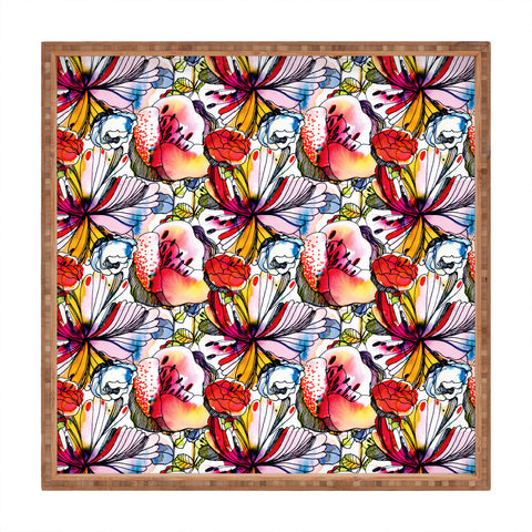CayenaBlanca Pattern Flowers Square Tray