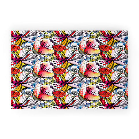 CayenaBlanca Pattern Flowers Welcome Mat