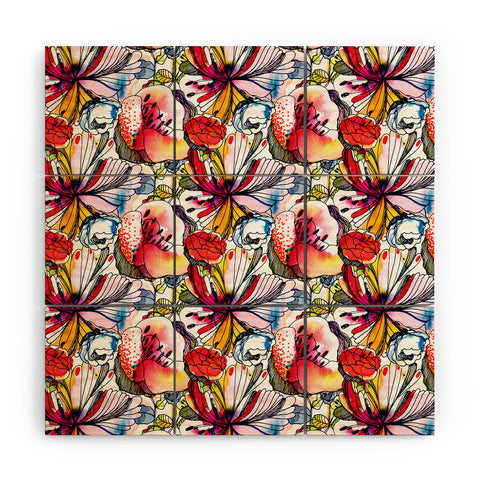 CayenaBlanca Pattern Flowers Wood Wall Mural