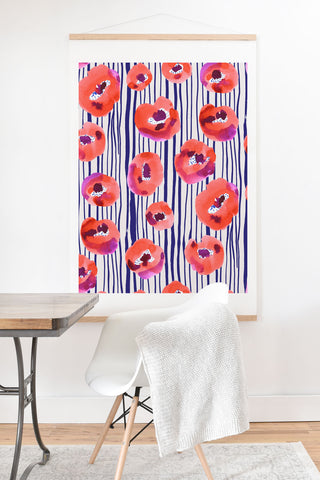 CayenaBlanca Peonies and stripes Art Print And Hanger