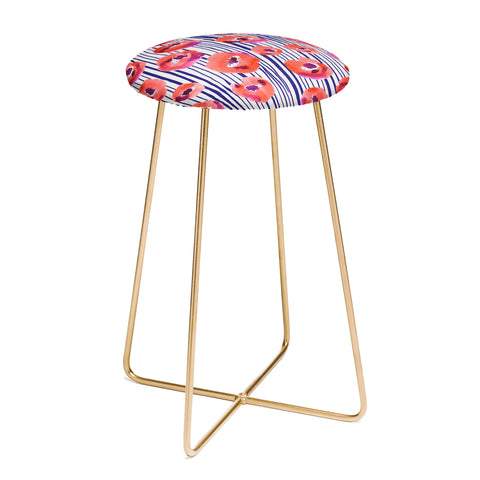 CayenaBlanca Peonies and stripes Counter Stool