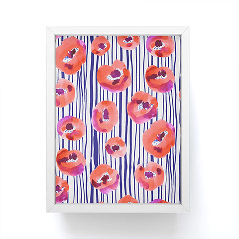 CayenaBlanca Peonies and stripes Framed Mini Art Print