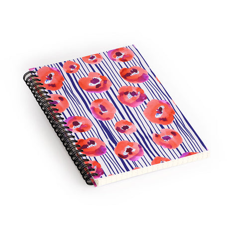 CayenaBlanca Peonies and stripes Spiral Notebook