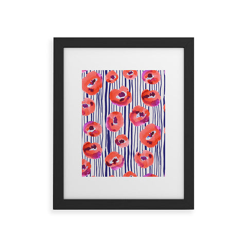 CayenaBlanca Peonies and stripes Framed Art Print