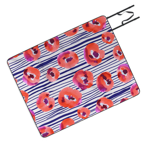 CayenaBlanca Peonies and stripes Picnic Blanket