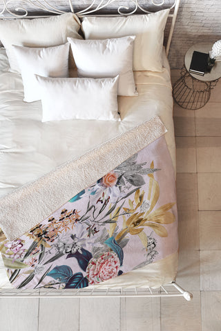 CayenaBlanca Romantic Botanicals Fleece Throw Blanket