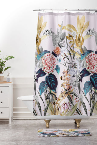 CayenaBlanca Romantic Botanicals Shower Curtain And Mat