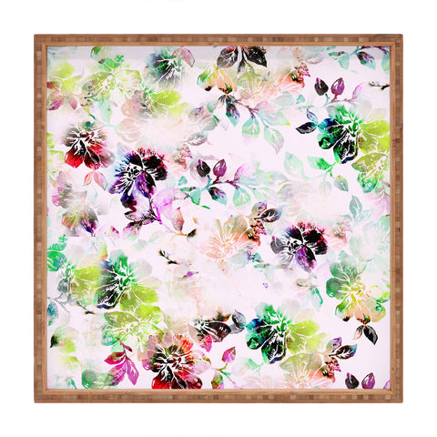 CayenaBlanca Romantic Flowers Square Tray