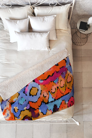 CayenaBlanca Sunset Ikat Fleece Throw Blanket