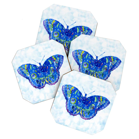 CayenaBlanca Watercolour Butterfly Coaster Set