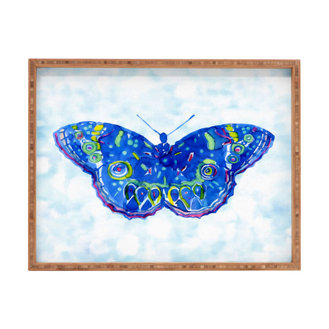 CayenaBlanca Watercolour Butterfly Rectangular Tray