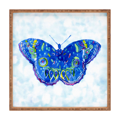 CayenaBlanca Watercolour Butterfly Square Tray