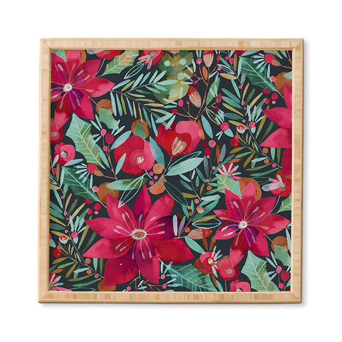 CayenaBlanca Watercolour Christmas Flowers Framed Wall Art