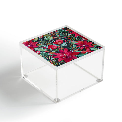 CayenaBlanca Watercolour Christmas Flowers Acrylic Box