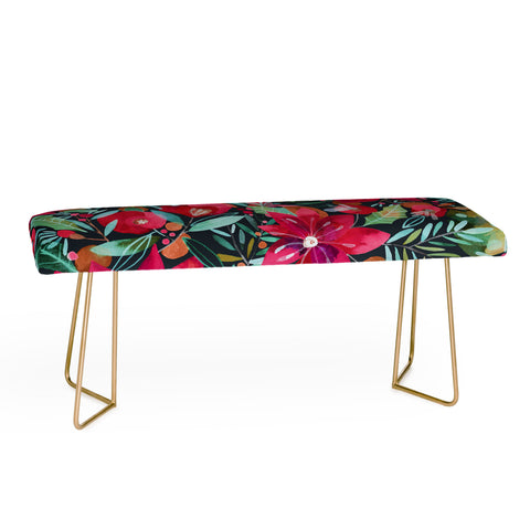 CayenaBlanca Watercolour Christmas Flowers Bench