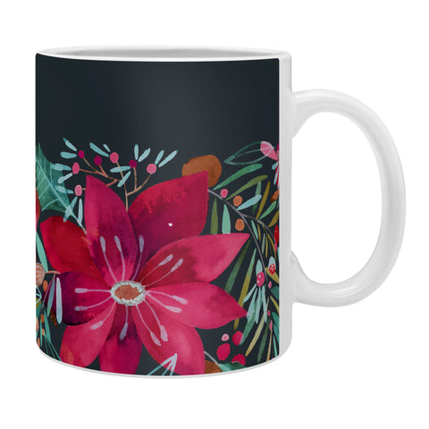 CayenaBlanca Watercolour Christmas Flowers Coffee Mug