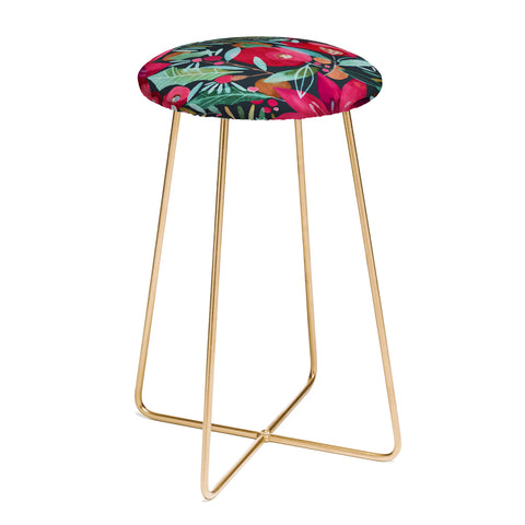 CayenaBlanca Watercolour Christmas Flowers Counter Stool