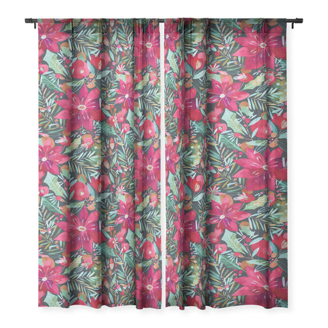 CayenaBlanca Watercolour Christmas Flowers Sheer Non Repeat