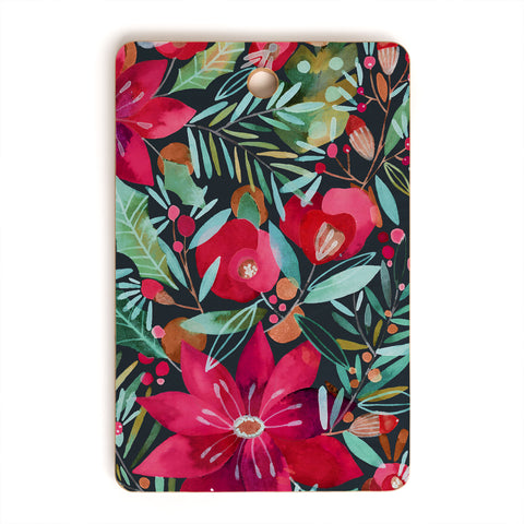 CayenaBlanca Watercolour Christmas Flowers Cutting Board Rectangle