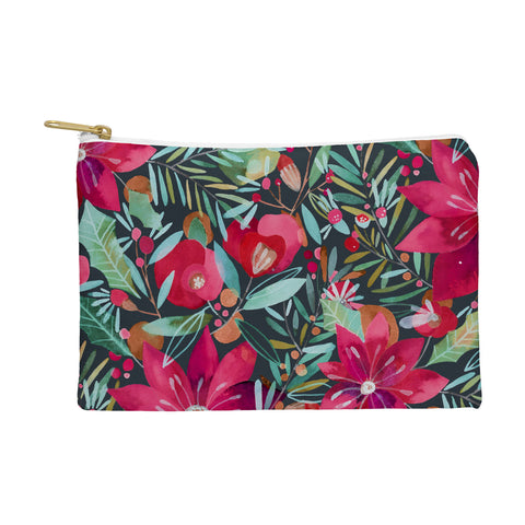 CayenaBlanca Watercolour Christmas Flowers Pouch