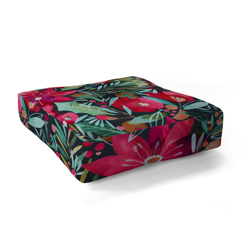 CayenaBlanca Watercolour Christmas Flowers Floor Pillow Square